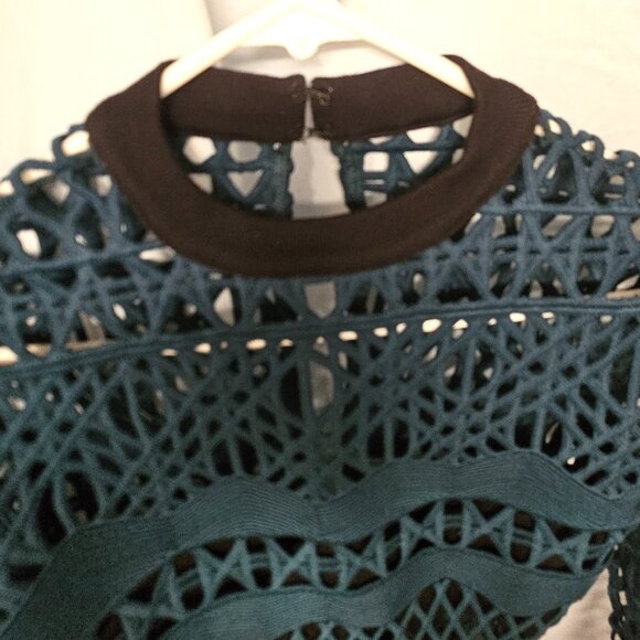 Taylor Swift choice Self-Portrait black/green openwork crochet mesh jumpsuit 2 - Picture 7 of 16